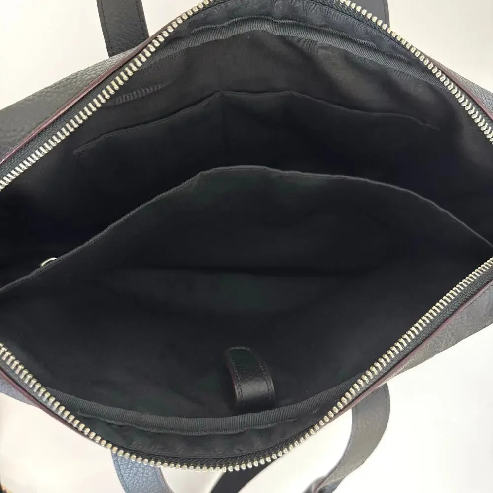 Coach Hamilton Bag Pebbled Leather Briefcase Business Travel Bag F11319 Black